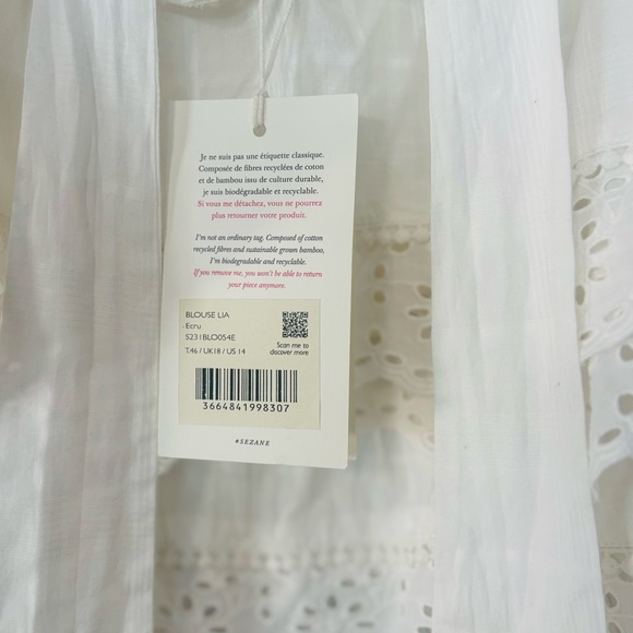 White Eyelet Lace Blouse size 14 or 16 new - Picture 7 of 10